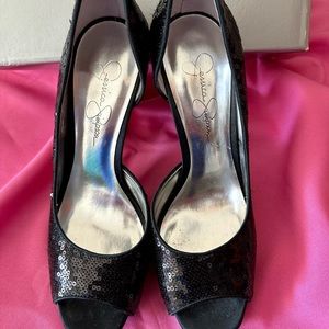 Jessica Simpson open toe sequin platform heels